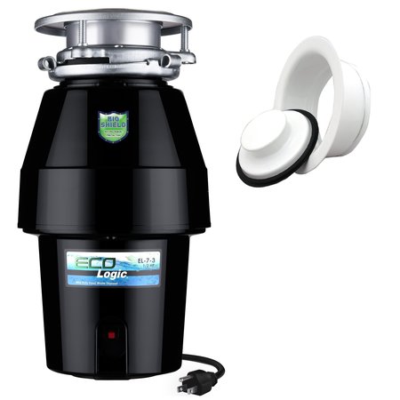 ECO LOGIC 1/2 HP Continuous Feed Garbage Disposal with White Sink Flange 10-US-EL-7-DS-3B-WH